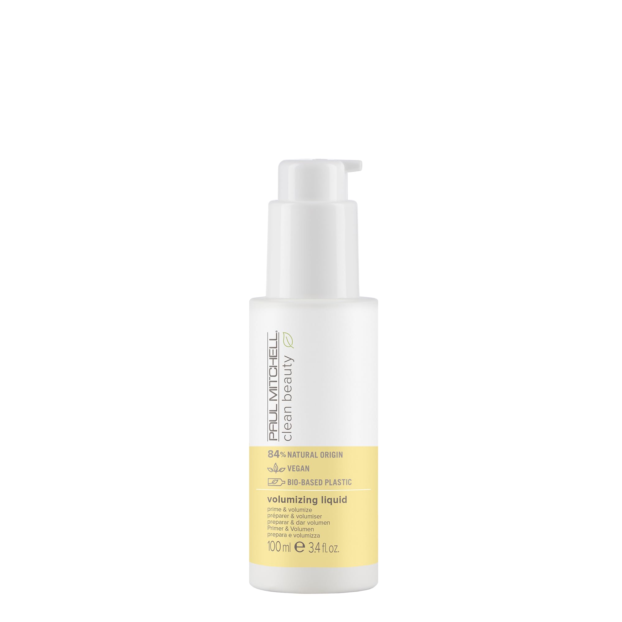 Paul Mitchell Clean Beauty Volumizing Liquid in 3.4oz bottle, a hair styling agent for added volume and lift.