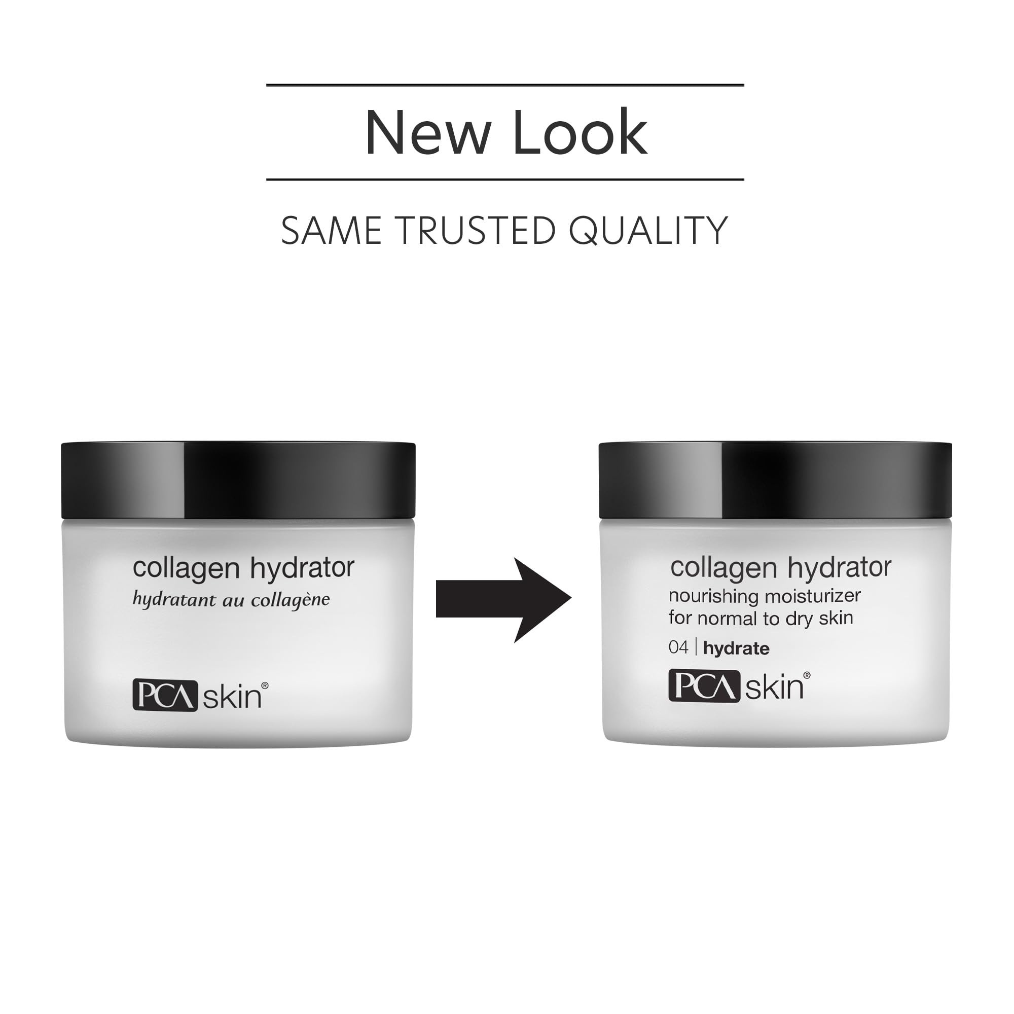 PCA SKIN Collagen Hydrator face cream in 1.7 oz tub, moisturizing skincare product with a white and blue jar.
