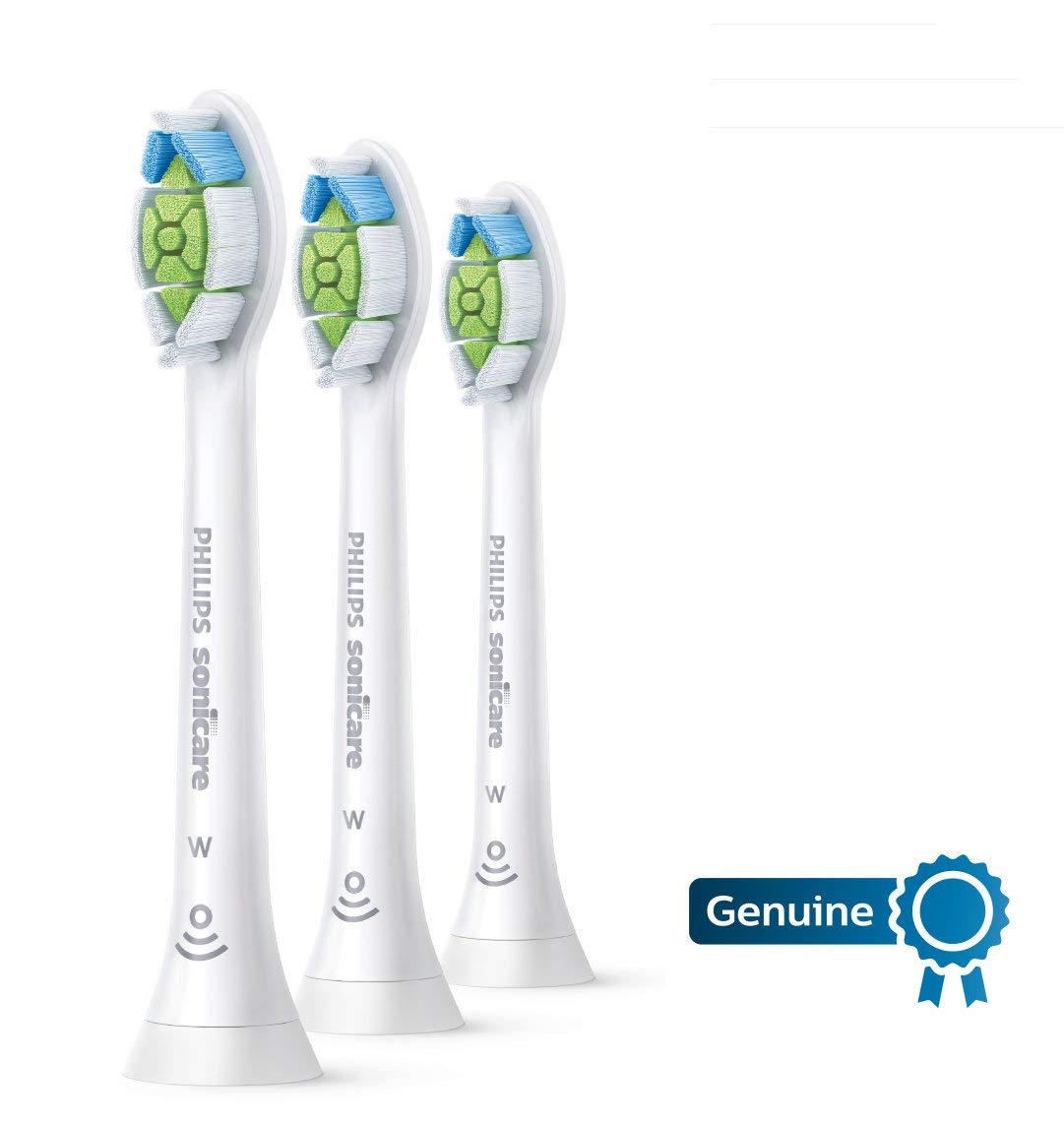 Philips Sonicare W DiamondClean replacement toothbrush heads 3-pack, compatible with Sonicare electric toothbrushes.