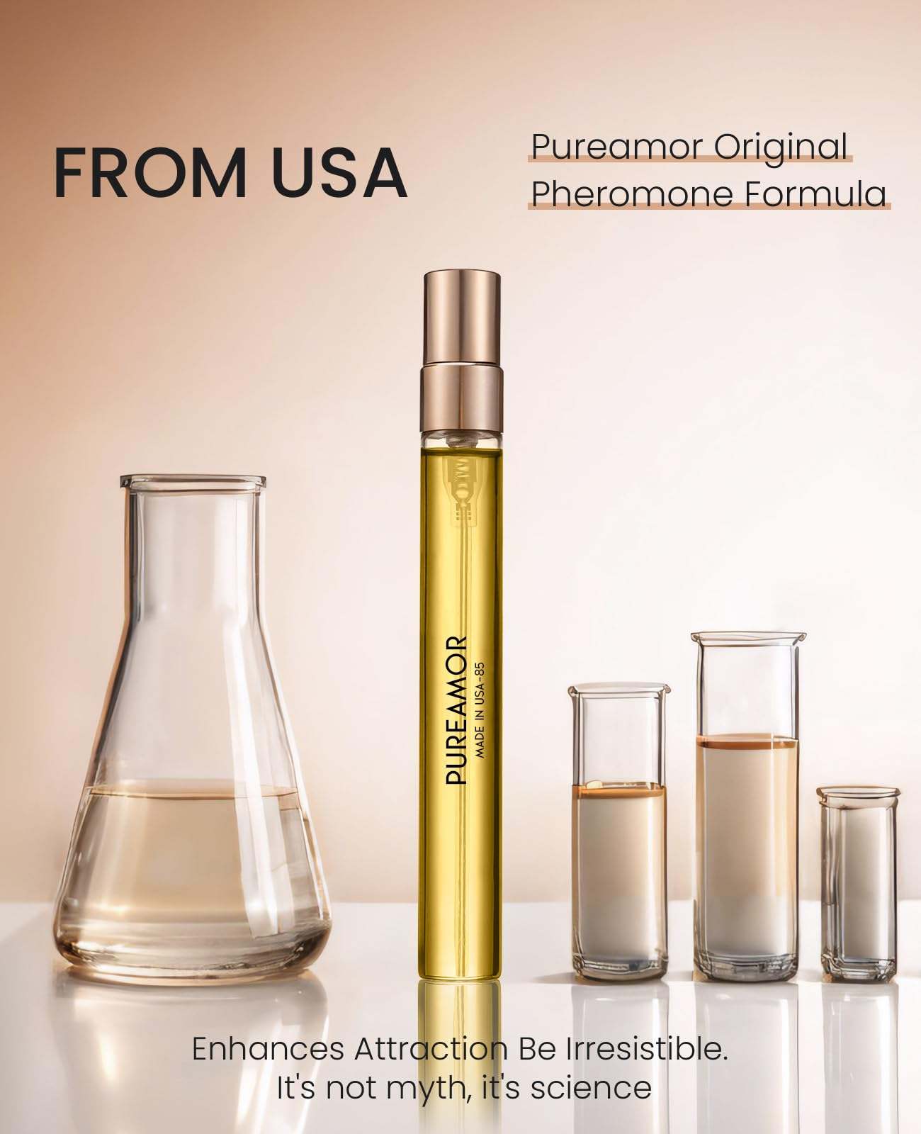 PUREAMOR Coffee Vanilla Pheromone Perfume personal fragrance in a 0.34 fl oz bottle, featuring warm coffee and vanilla scent.