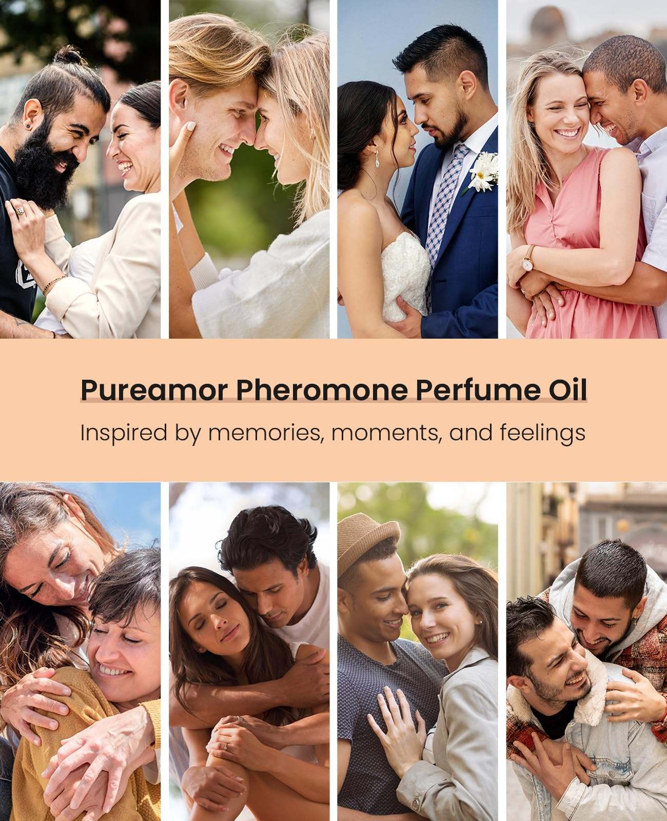 PUREAMOR Coffee Vanilla pheromone perfume for personal fragrance, 0.34 fl oz bottle with elegant packaging.