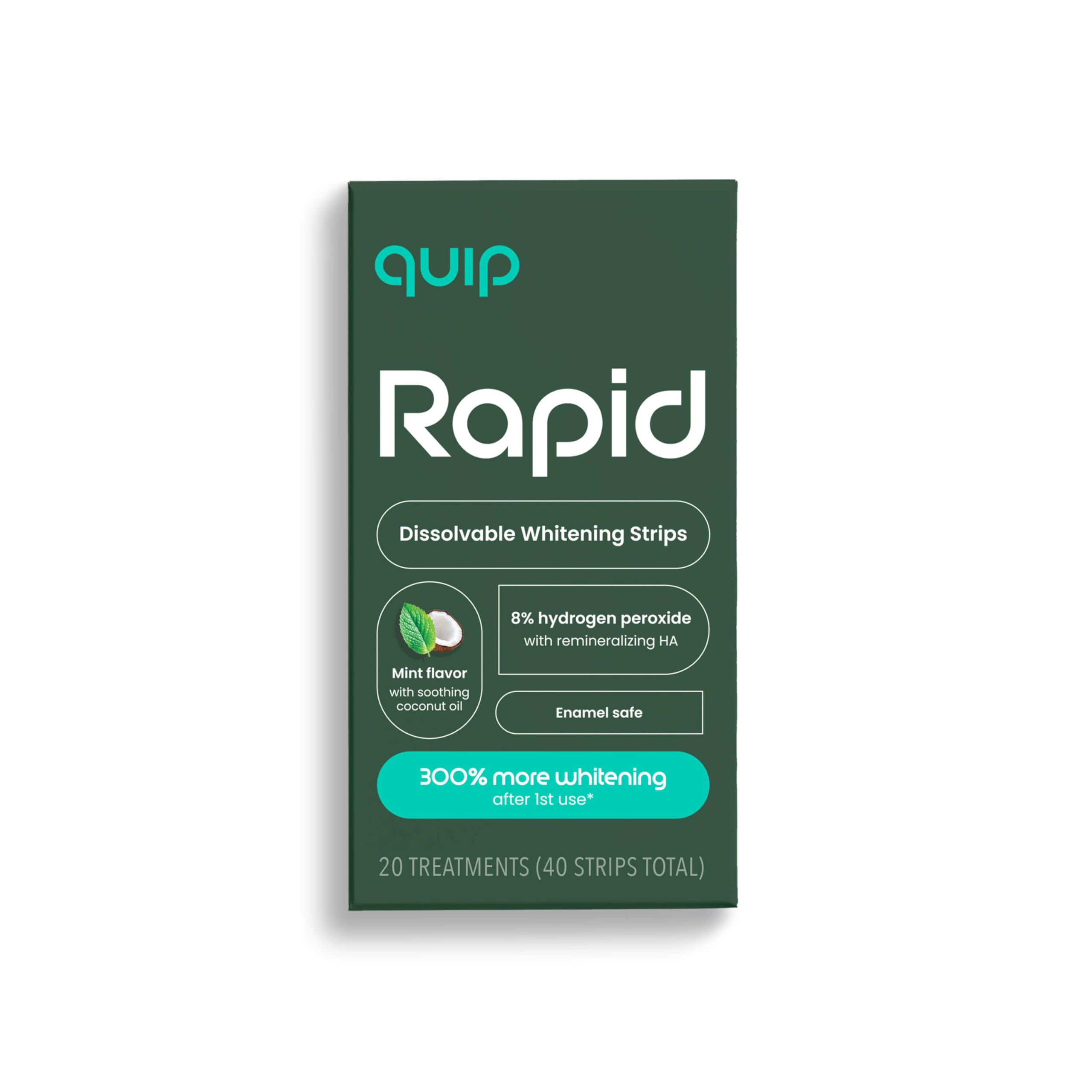 Quip dissolvable whitening strips for teeth, 20 treatments, easy-to-use tooth whitener from Quip.