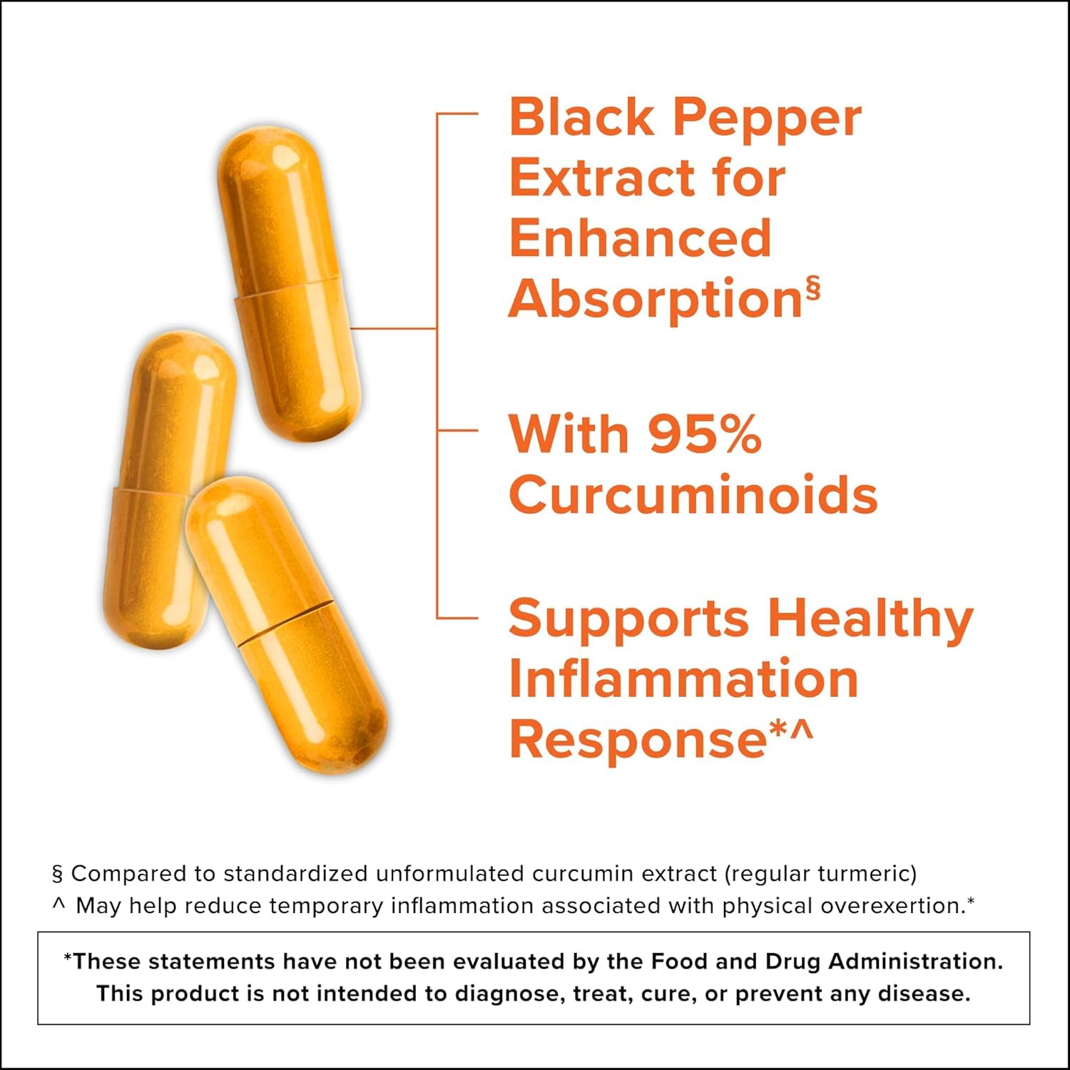 Qunol Turmeric Curcumin supplement with black pepper and ginger, 105 capsules, for joint and overall health.