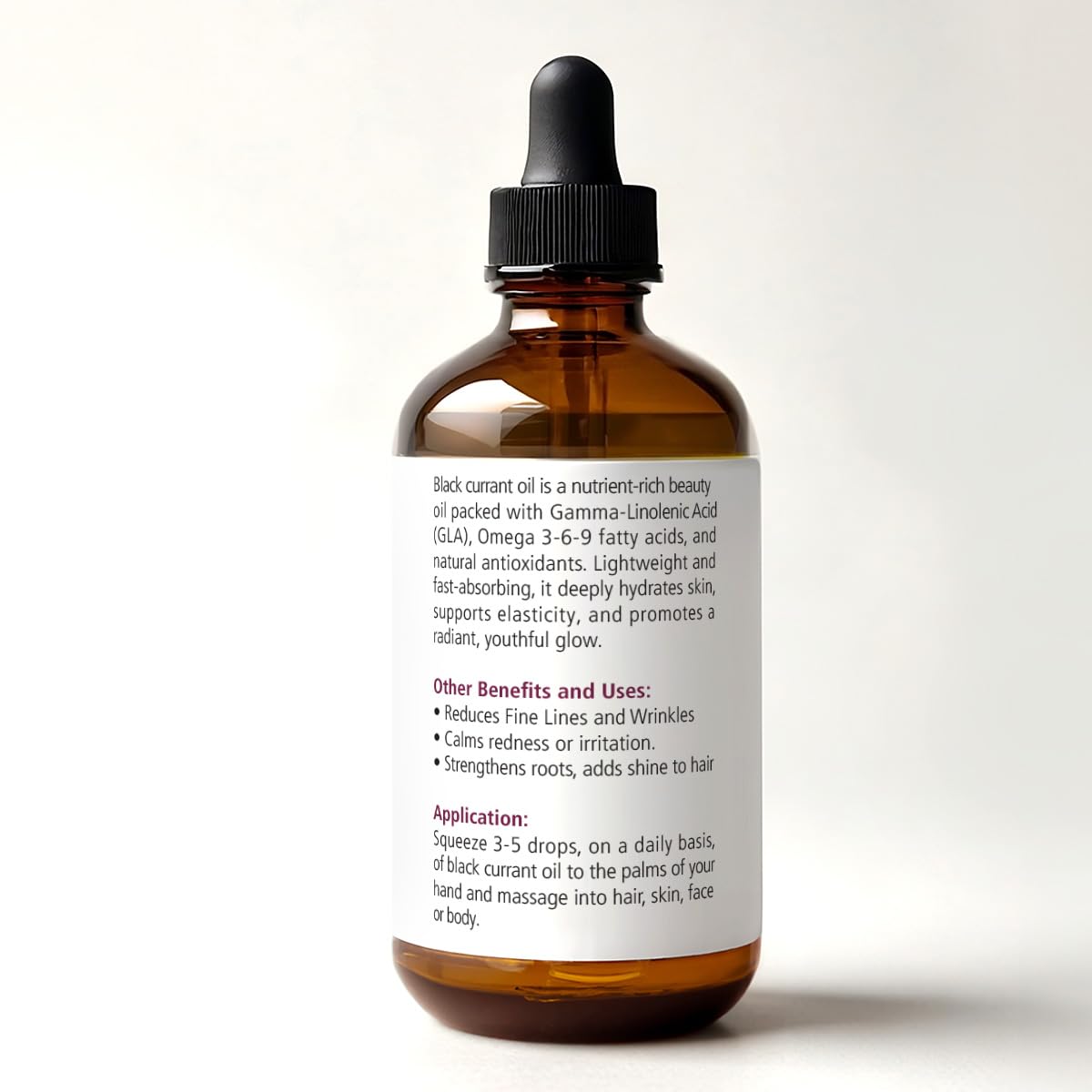 Renewalize Black Currant Seed Oil skin moisturizer in 4 fl oz bottle, pure carrier oil for nourishing and hydrating skin.