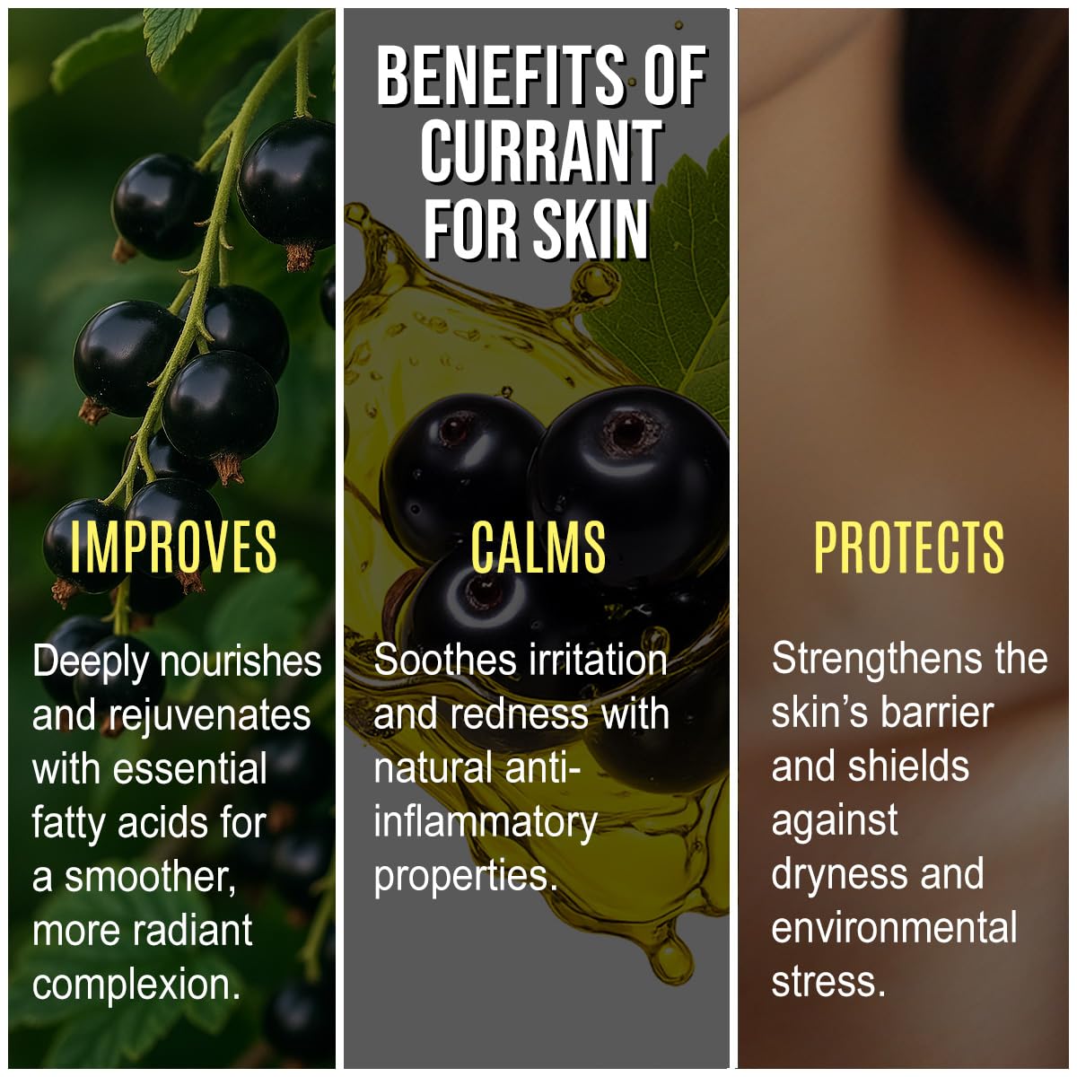Renewalize Black Currant Seed Oil skin moisturizer bottle, pure carrier oil for nourishing and hydrating skin, 4 fl oz.