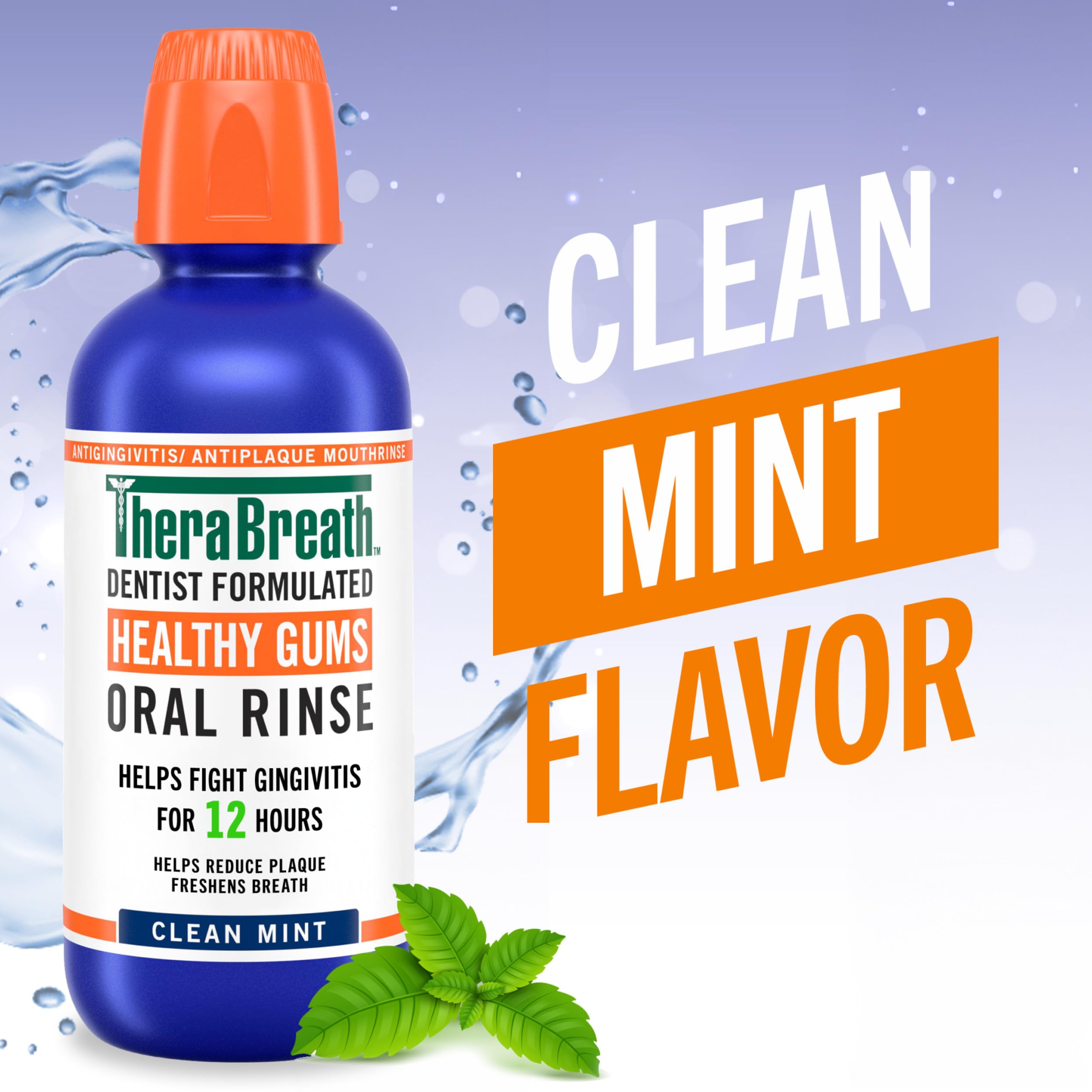 TheraBreath Healthy Gums oral rinse in a 2-pack of 16oz bottles, showing the mouthwash bottles on a clean surface.