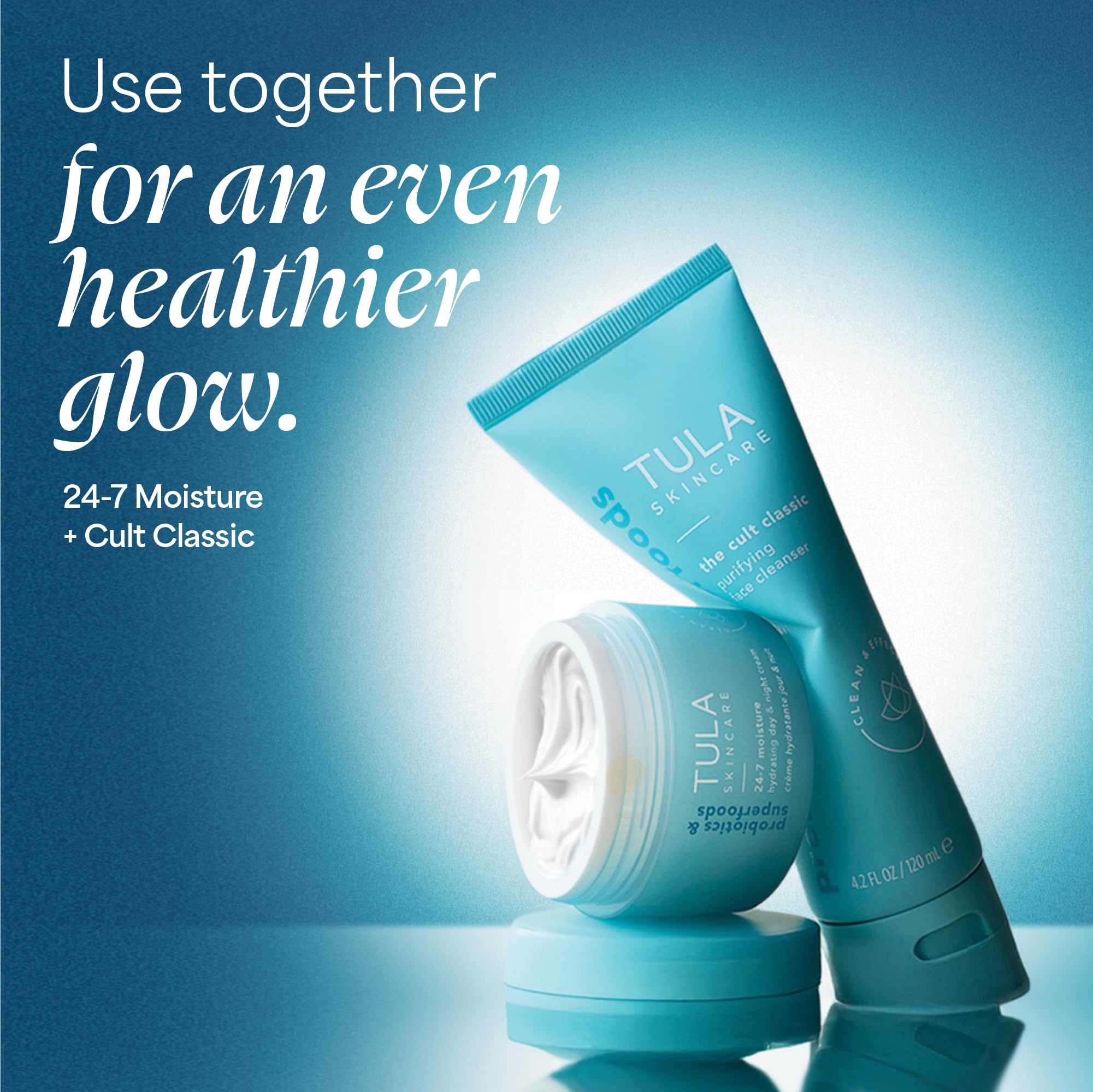 TULA 24-7 Hydrating Day and Night Cream skin moisturizer in a 1.5 oz jar, providing all-day hydration for healthy skin