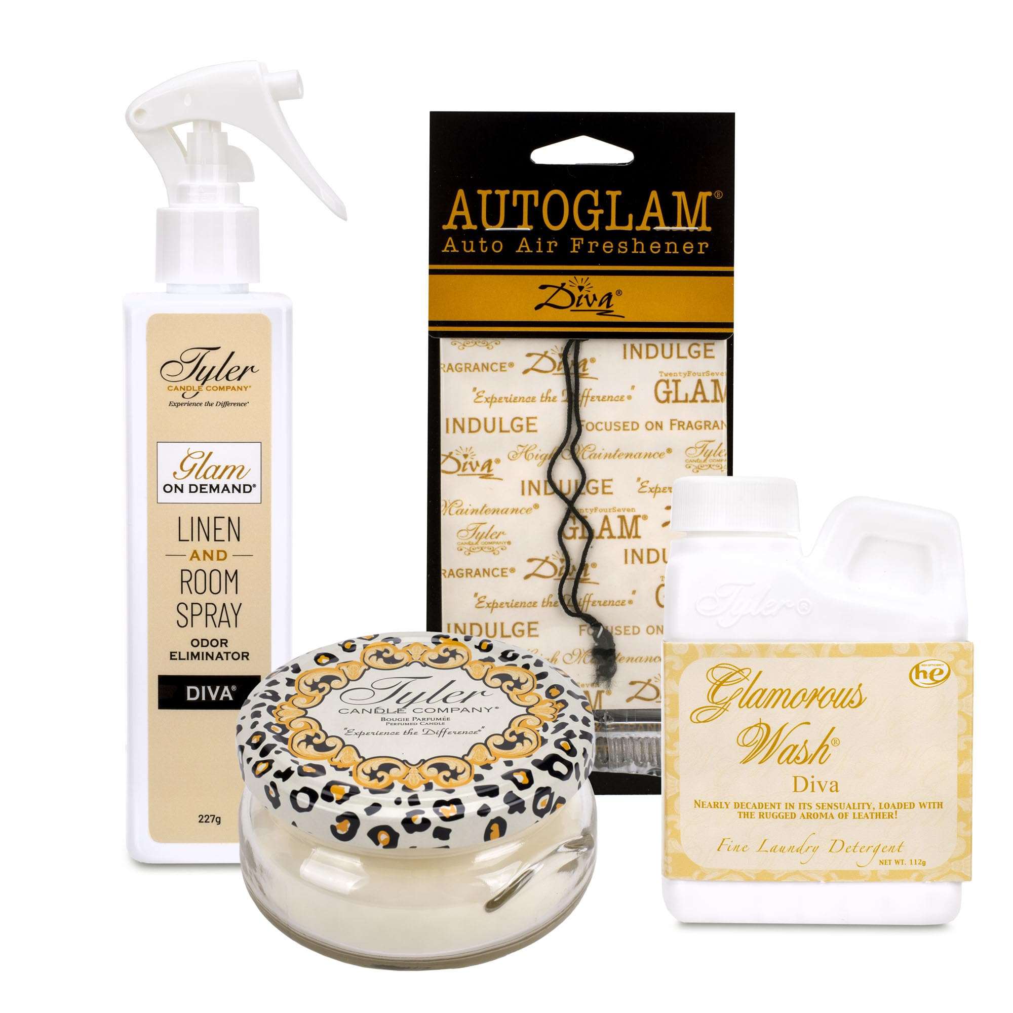 Tyler Candle Company Diva Glamorous Gift Suite VI 4-piece candle set with elegant containers and luxurious scent details