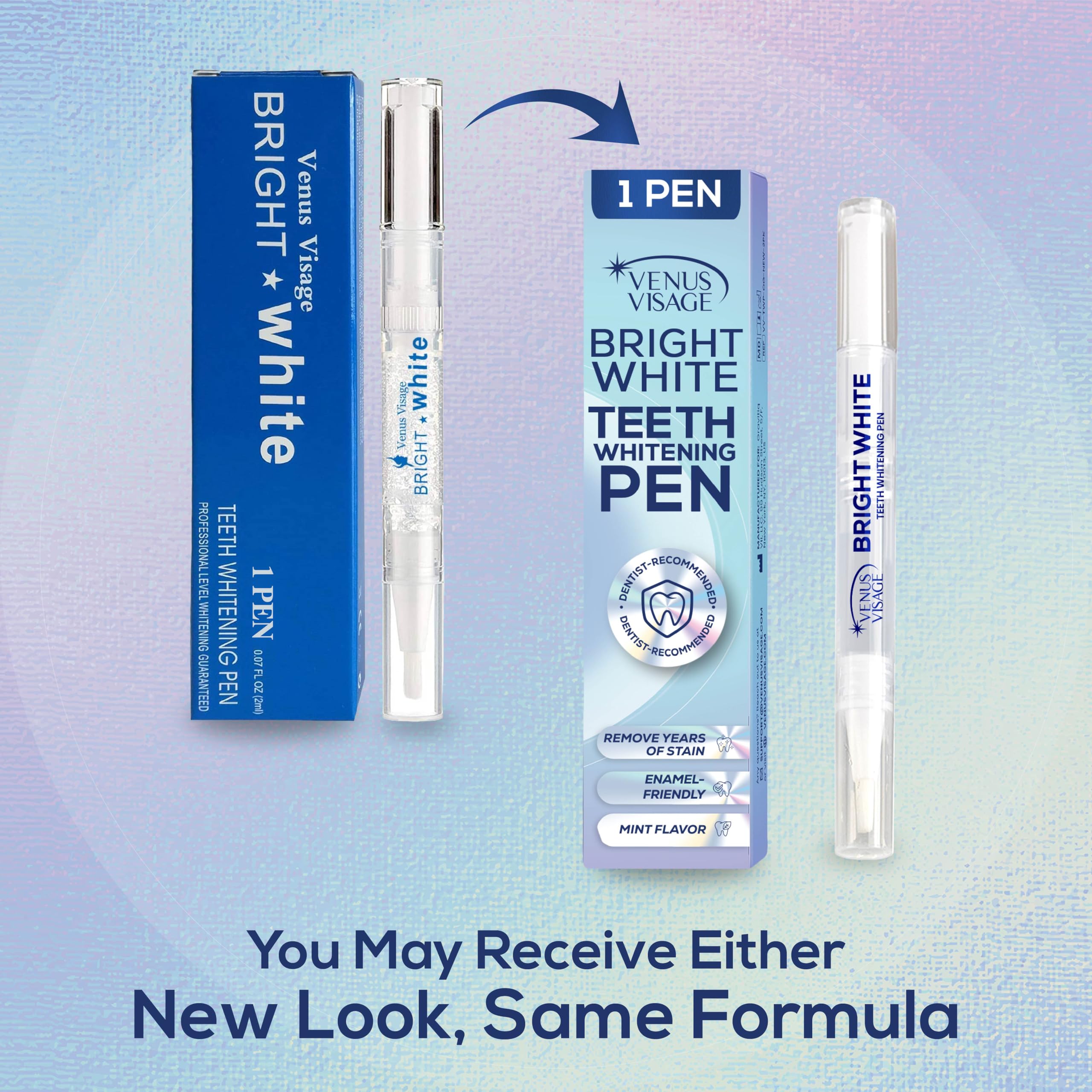 Venus Visage Teeth Whitening Pen pack of 4 with over 30 uses, featuring a convenient tooth whitener pen for a brighter smile.