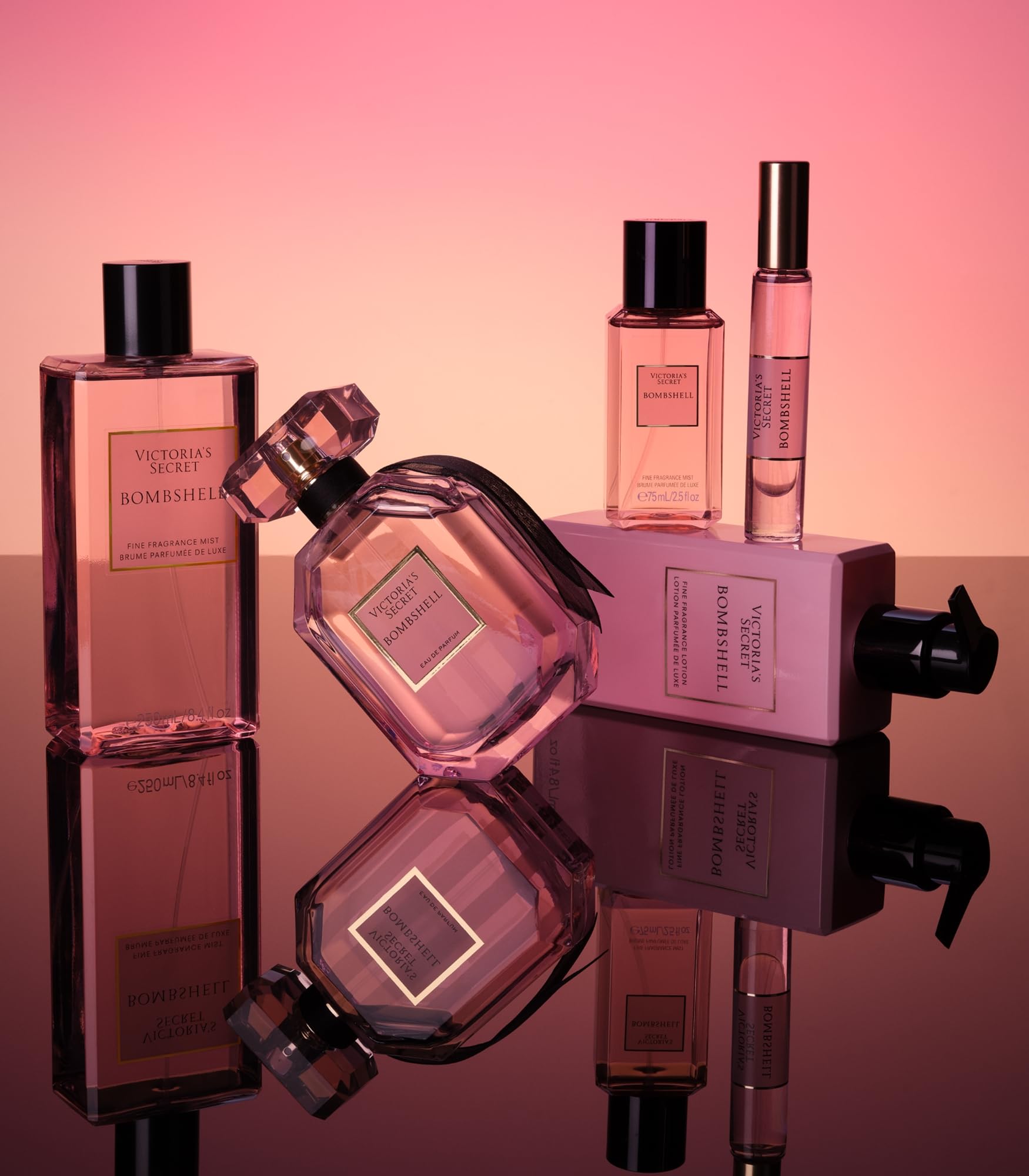 Victoria's Secret Bombshell Mini Fragrance Mist in 2.5 oz bottle, featuring floral and fruity scent notes.