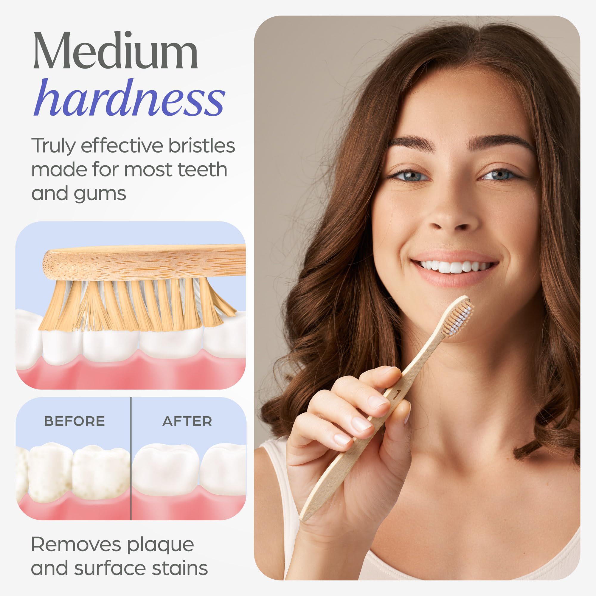 VIVAGO bamboo toothbrushes 30-pack with medium bristles, eco-friendly toothbrushes made from sustainable bamboo.