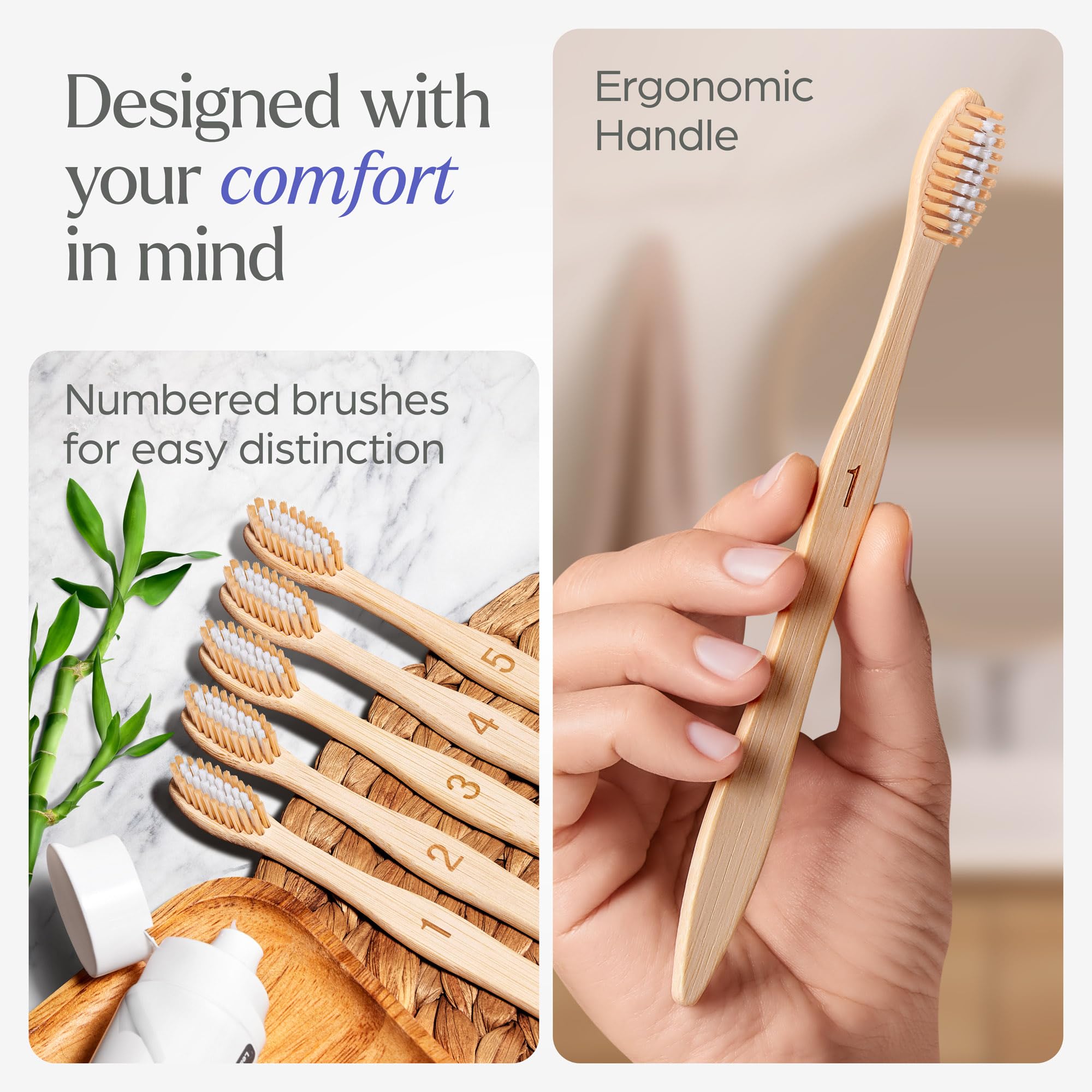 VIVAGO bamboo toothbrushes 30-pack with medium bristles, eco-friendly toothbrushes made of sustainable bamboo and soft bristle heads.