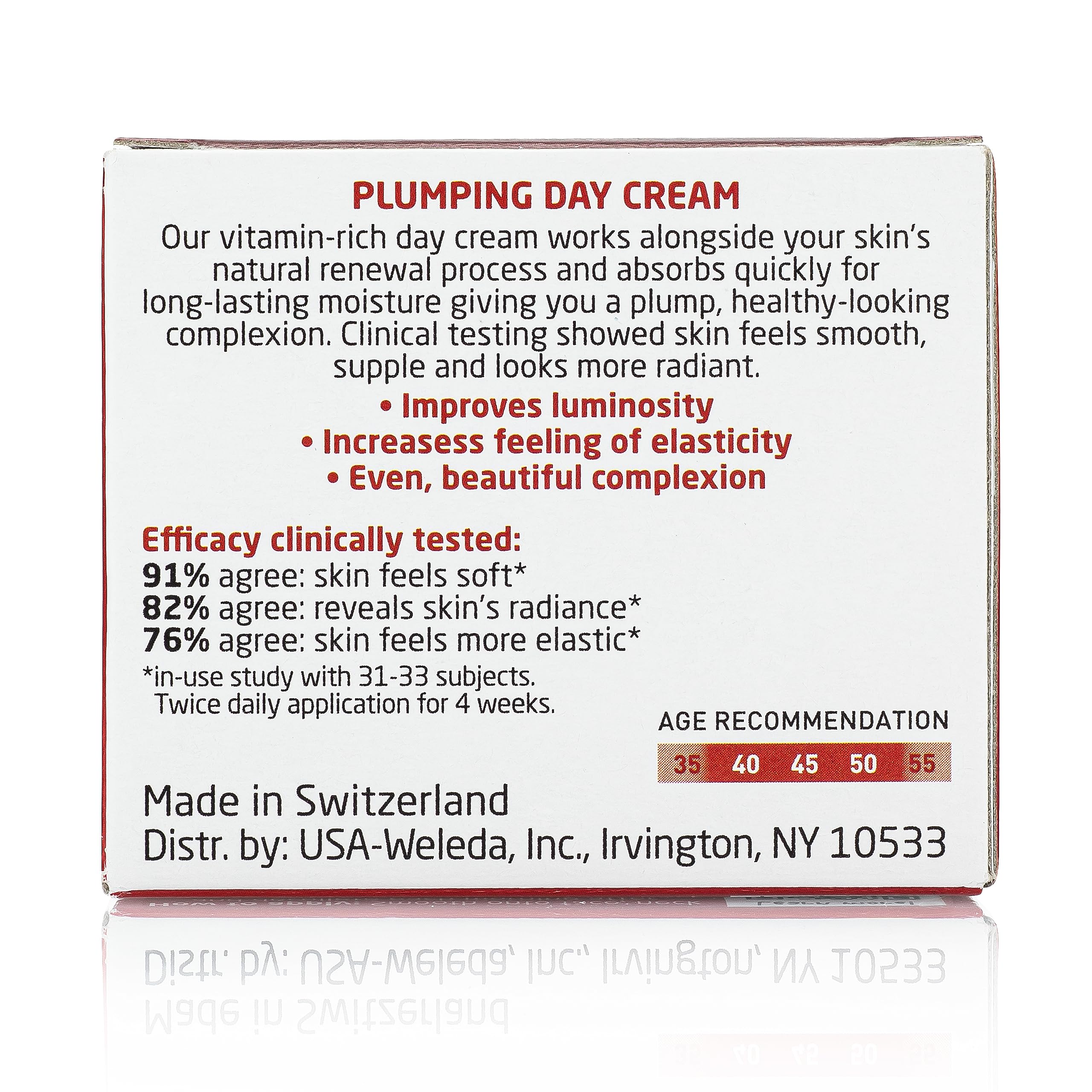 Weleda Plumping Day Cream with Pomegranate and Maca Root, a nourishing skin moisturizer in a white jar.