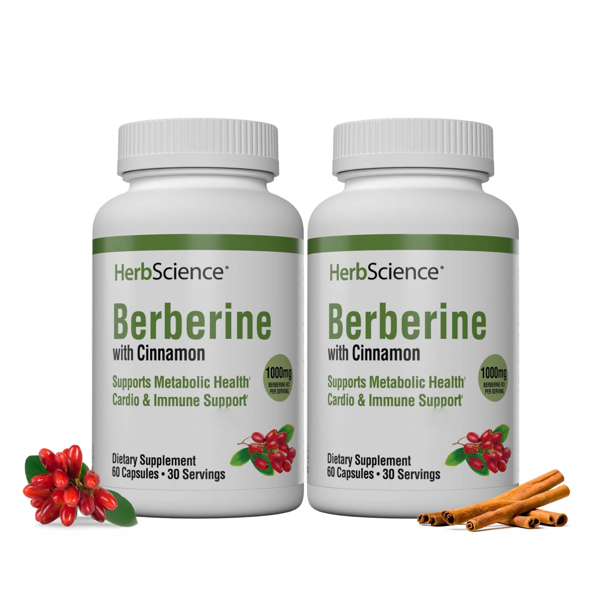 Windmill Herb Science Berberine 1000mg herbal supplement, 120 capsules, shown in two bottles, natural herbal health product